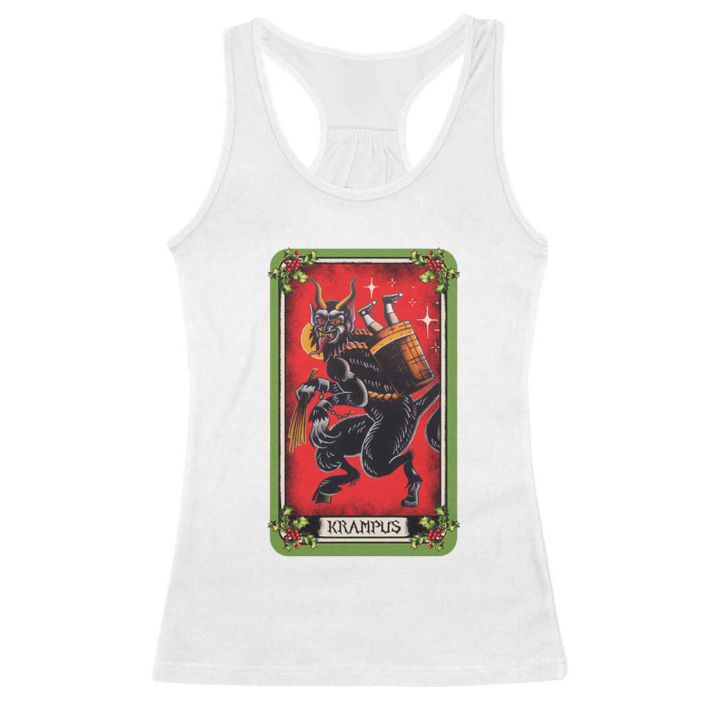 Christmas Krampus Racerback Tank Top American Traditional Tarot Card TS09 White Print Your Wear