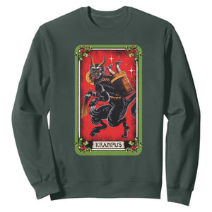 Christmas Krampus Sweatshirt American Traditional Tarot Card TS09 Dark Forest Green Print Your Wear