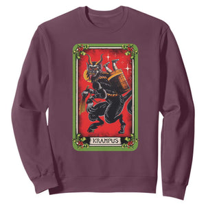 Christmas Krampus Sweatshirt American Traditional Tarot Card TS09 Maroon Print Your Wear