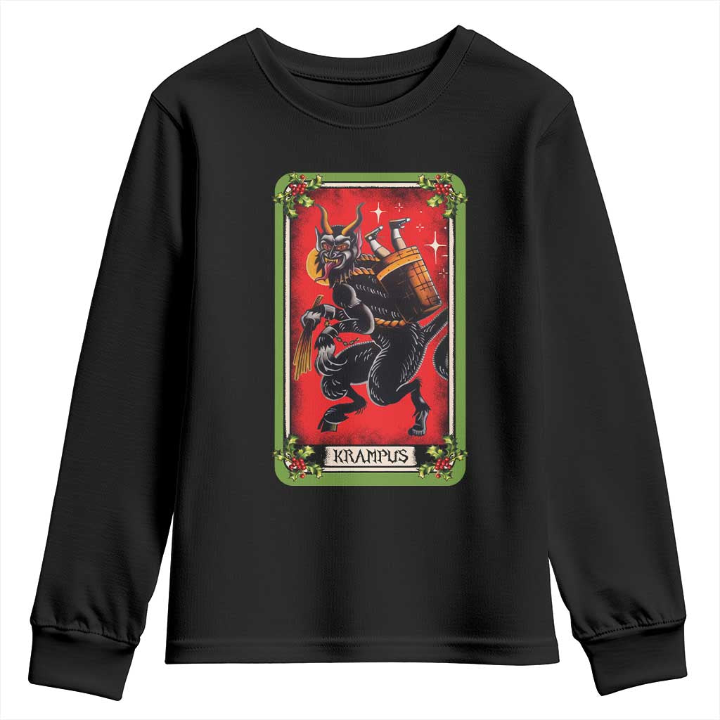 Christmas Krampus Youth Sweatshirt American Traditional Tarot Card TS09 Black Print Your Wear