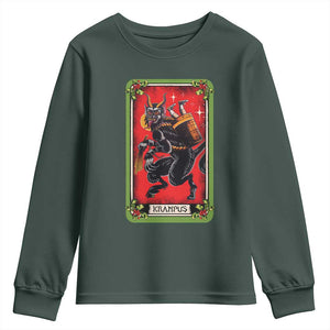 Christmas Krampus Youth Sweatshirt American Traditional Tarot Card TS09 Dark Forest Green Print Your Wear