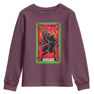 Christmas Krampus Youth Sweatshirt American Traditional Tarot Card TS09 Maroon Print Your Wear