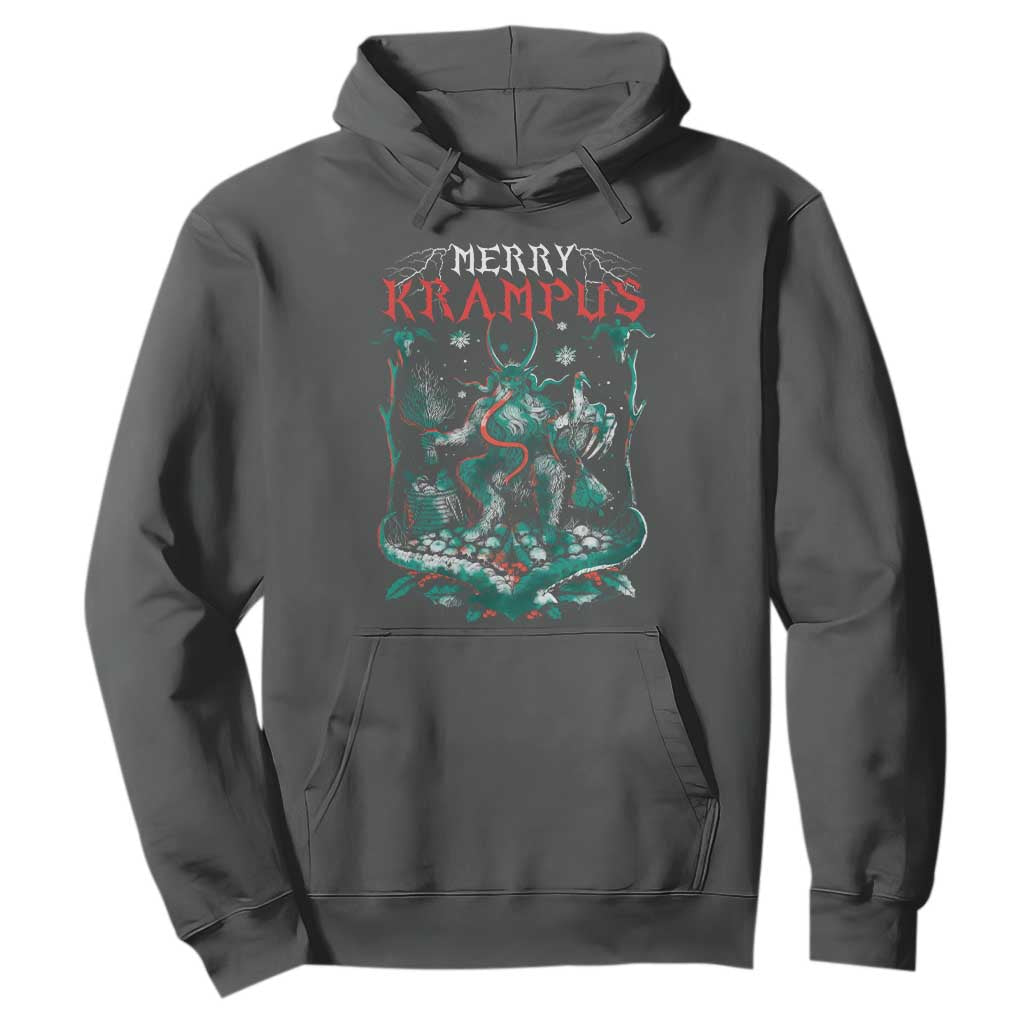 Horror Christmas Merry Krampus Hoodie TS09 Dark Heather Print Your Wear