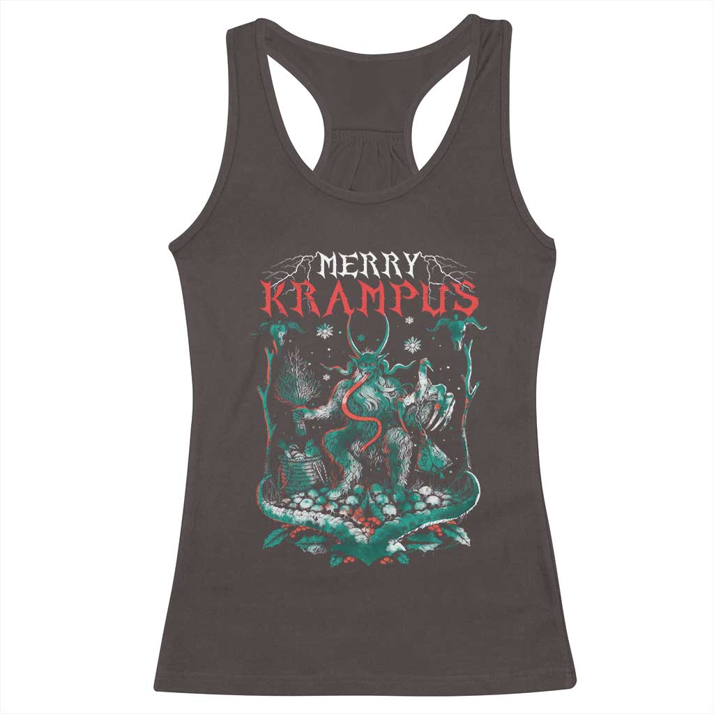 Horror Christmas Merry Krampus Racerback Tank Top TS09 Dark Chocolate Print Your Wear