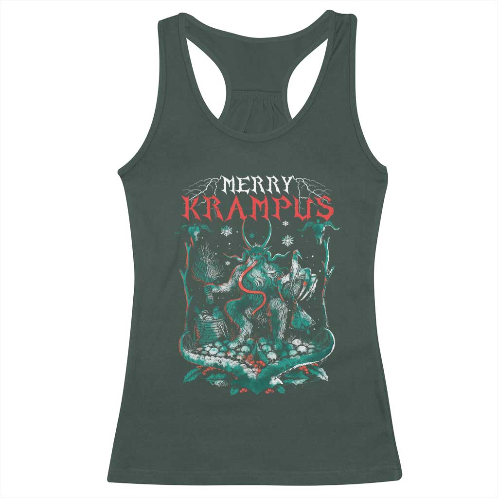Horror Christmas Merry Krampus Racerback Tank Top TS09 Dark Forest Green Print Your Wear