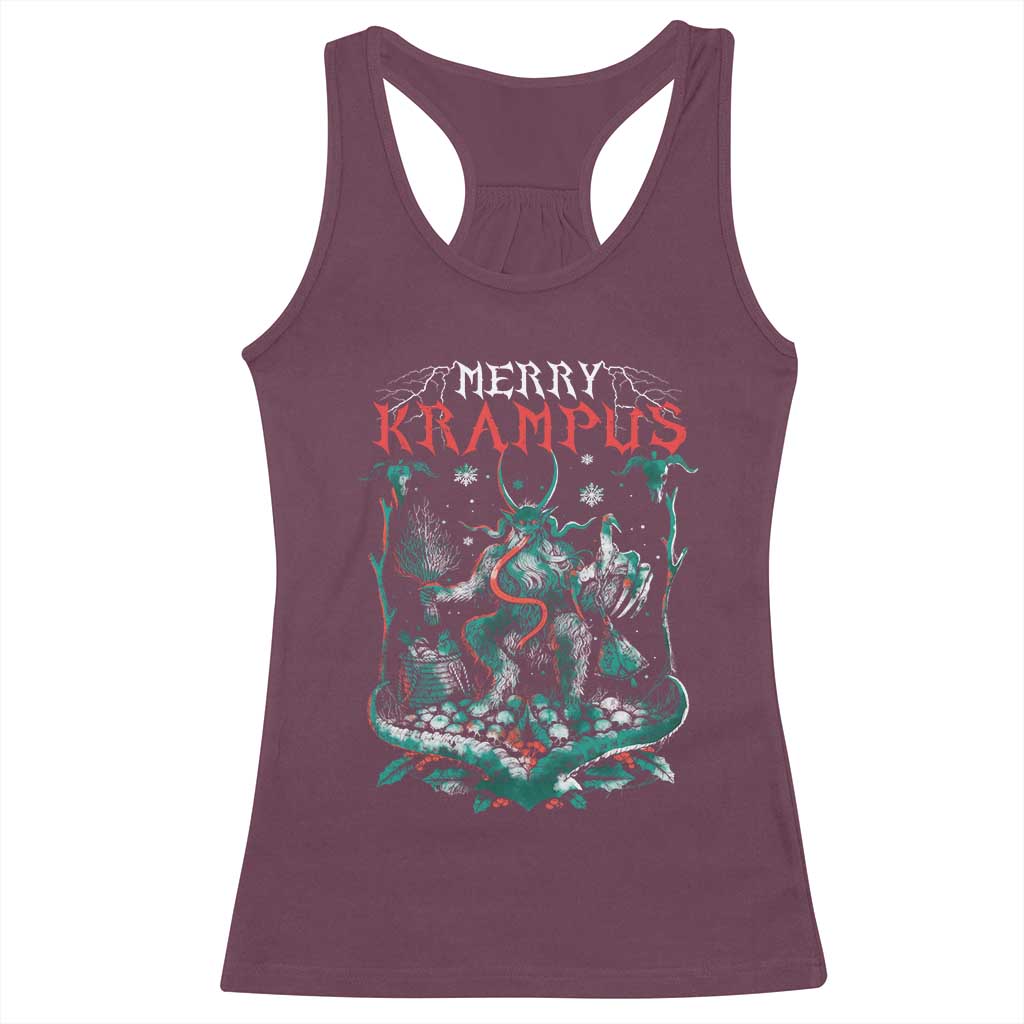 Horror Christmas Merry Krampus Racerback Tank Top TS09 Maroon Print Your Wear