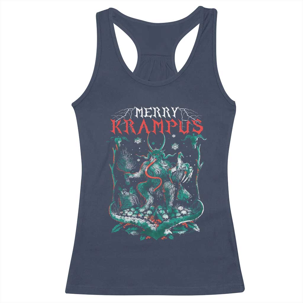 Horror Christmas Merry Krampus Racerback Tank Top TS09 Navy Print Your Wear