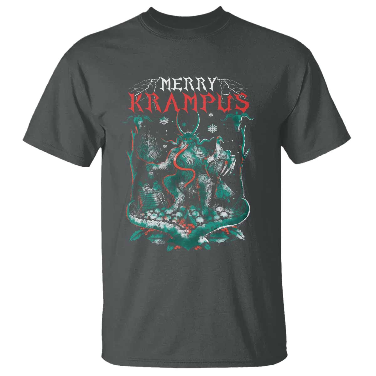 Horror Christmas Merry Krampus T Shirt TS09 Dark Heather Print Your Wear