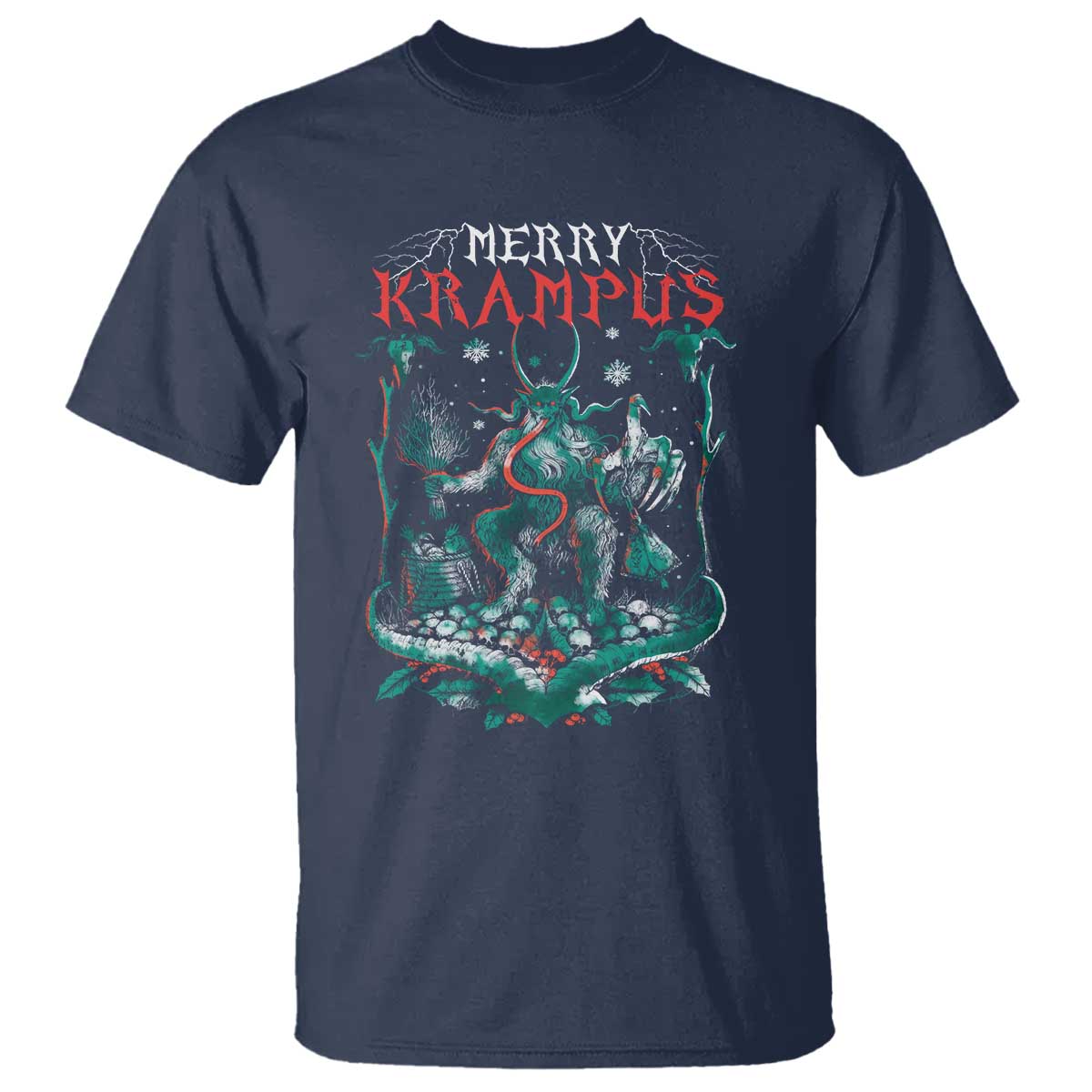 Horror Christmas Merry Krampus T Shirt TS09 Navy Print Your Wear