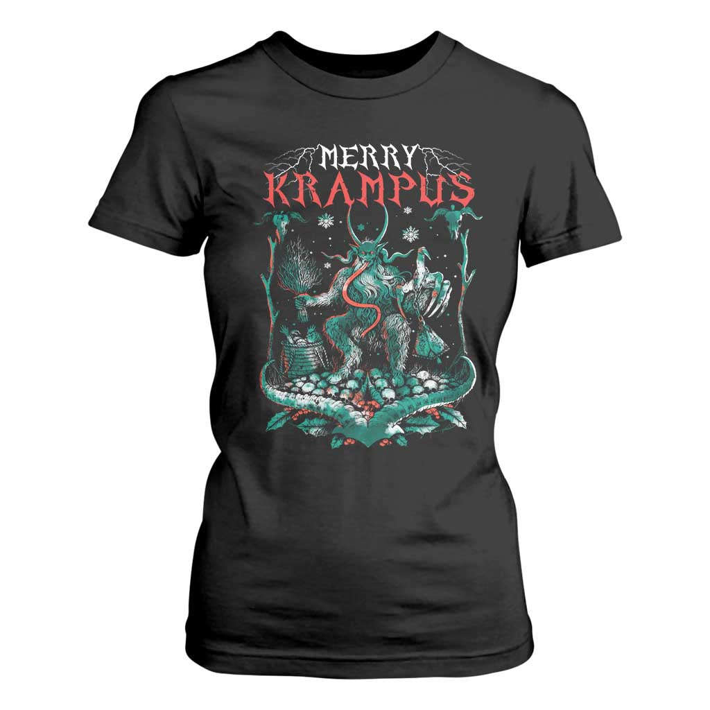 Horror Christmas Merry Krampus T Shirt For Women TS09 Black Print Your Wear