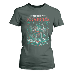 Horror Christmas Merry Krampus T Shirt For Women TS09 Dark Forest Green Print Your Wear