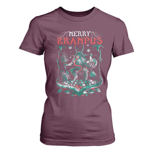 Horror Christmas Merry Krampus T Shirt For Women TS09 Maroon Print Your Wear