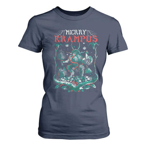 Horror Christmas Merry Krampus T Shirt For Women TS09 Navy Print Your Wear