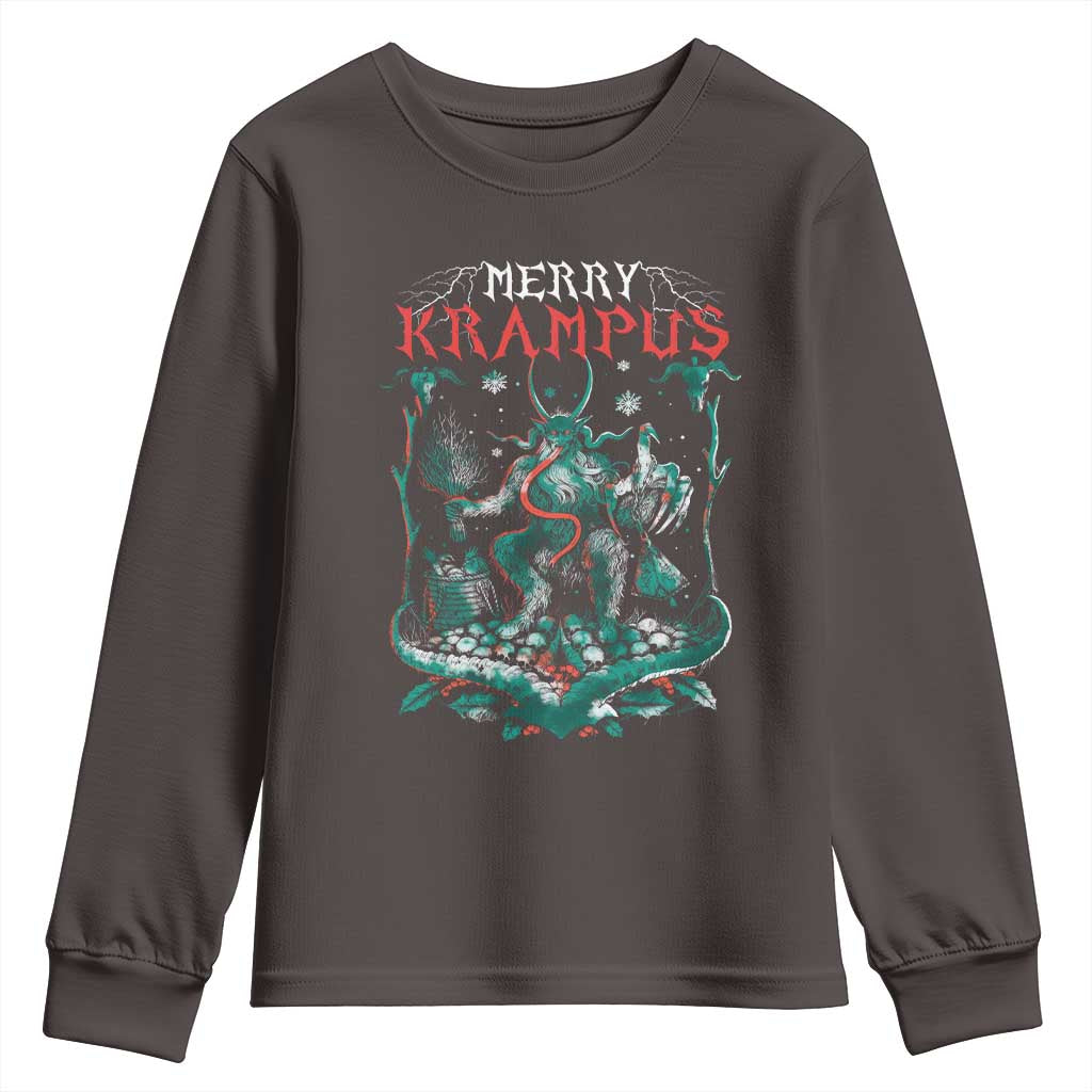 Horror Christmas Merry Krampus Youth Sweatshirt TS09 Dark Chocolate Print Your Wear