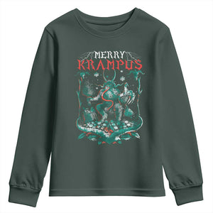 Horror Christmas Merry Krampus Youth Sweatshirt TS09 Dark Forest Green Print Your Wear