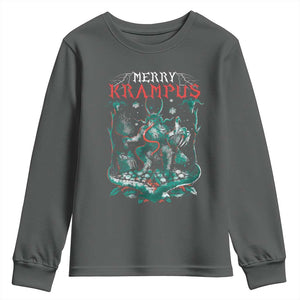 Horror Christmas Merry Krampus Youth Sweatshirt TS09 Dark Heather Print Your Wear