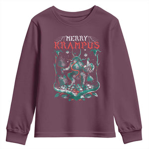 Horror Christmas Merry Krampus Youth Sweatshirt TS09 Maroon Print Your Wear