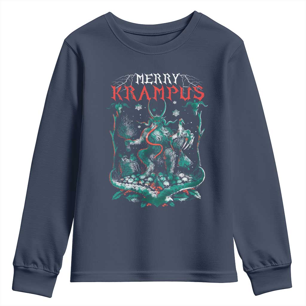 Horror Christmas Merry Krampus Youth Sweatshirt TS09 Navy Print Your Wear
