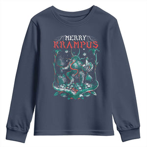 Horror Christmas Merry Krampus Youth Sweatshirt TS09 Navy Print Your Wear