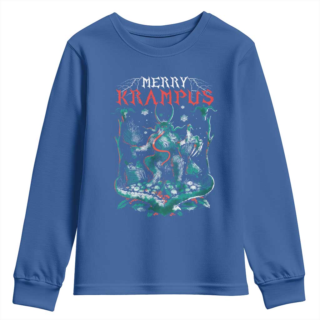 Horror Christmas Merry Krampus Youth Sweatshirt TS09 Royal Blue Print Your Wear