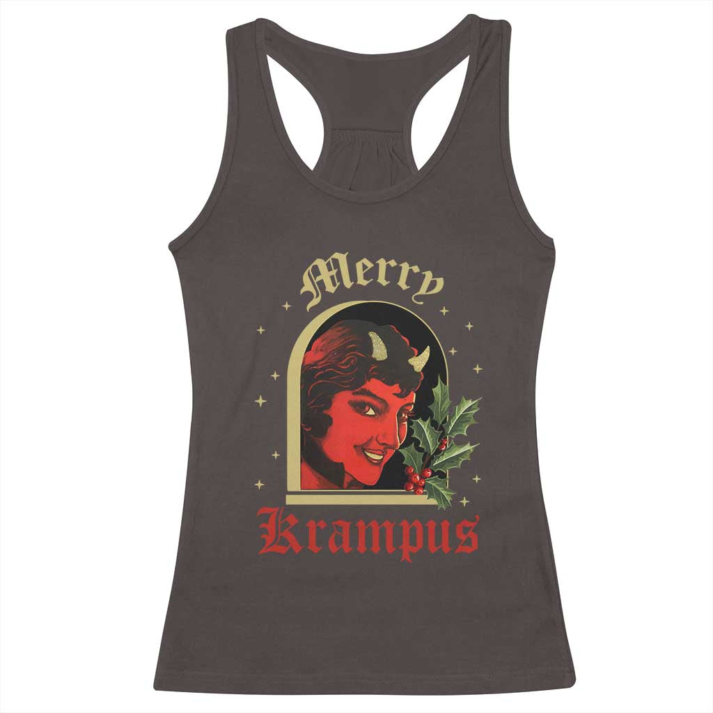 Horror Christmas Female Krampus Racerback Tank Top TS09 Dark Chocolate Print Your Wear