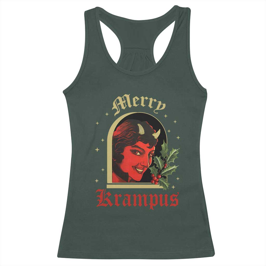 Horror Christmas Female Krampus Racerback Tank Top TS09 Dark Forest Green Print Your Wear