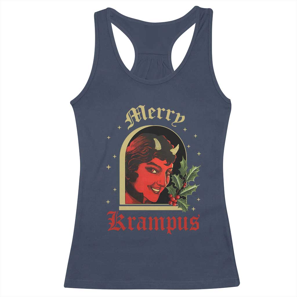 Horror Christmas Female Krampus Racerback Tank Top TS09 Navy Print Your Wear