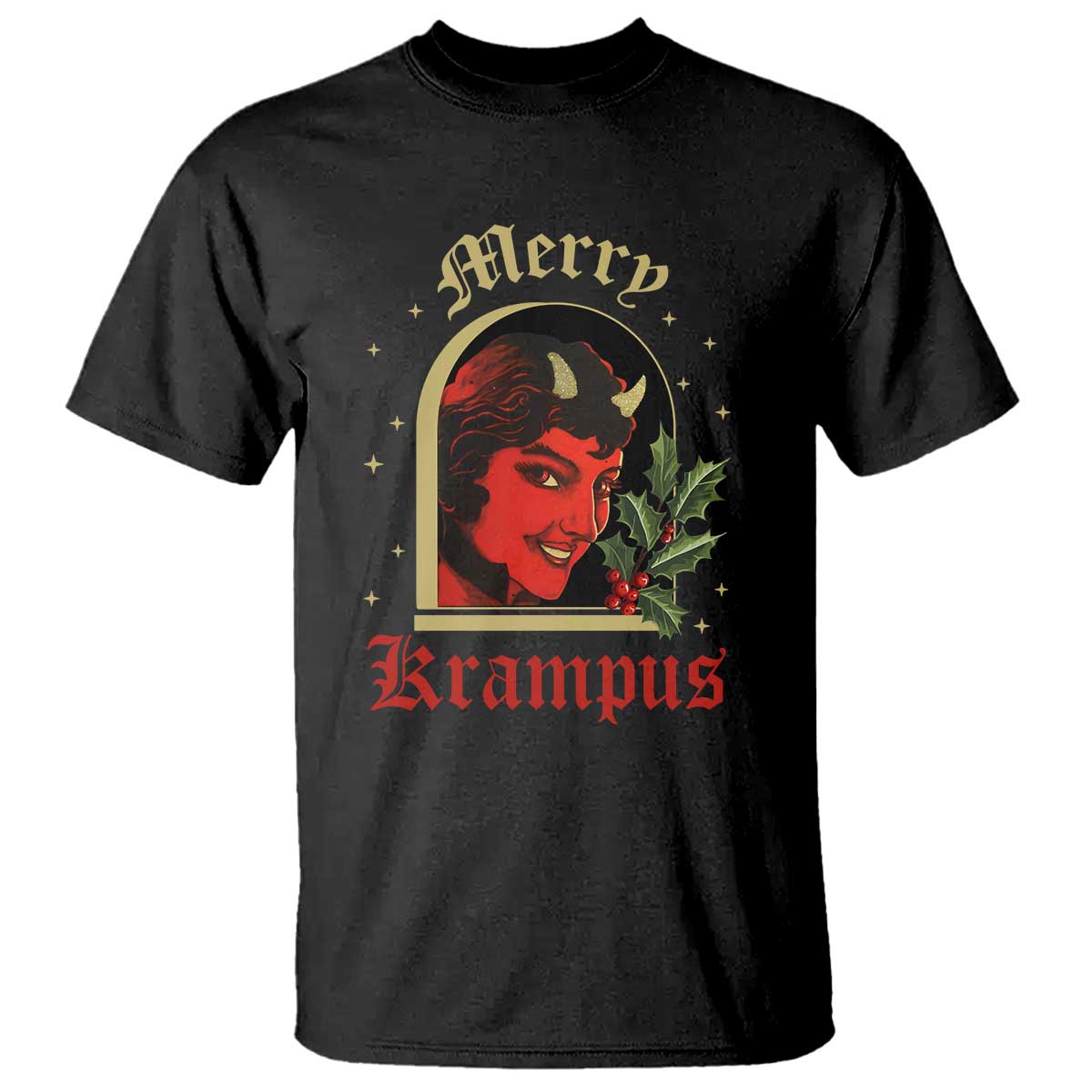Horror Christmas Female Krampus T Shirt TS09 Black Print Your Wear