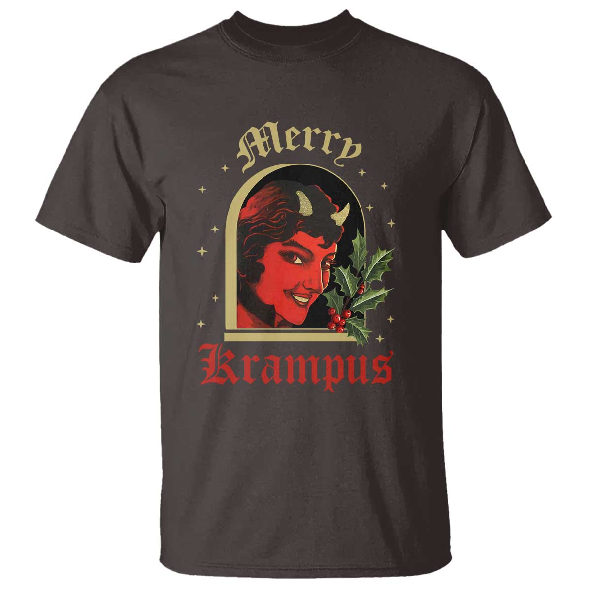 Horror Christmas Female Krampus T Shirt TS09 Dark Chocolate Print Your Wear