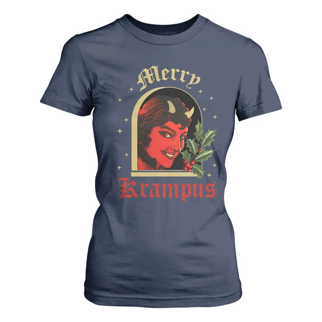 Horror Christmas Female Krampus T Shirt For Women TS09 Navy Print Your Wear