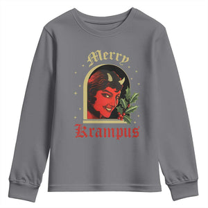 Horror Christmas Female Krampus Youth Sweatshirt TS09 Charcoal Print Your Wear