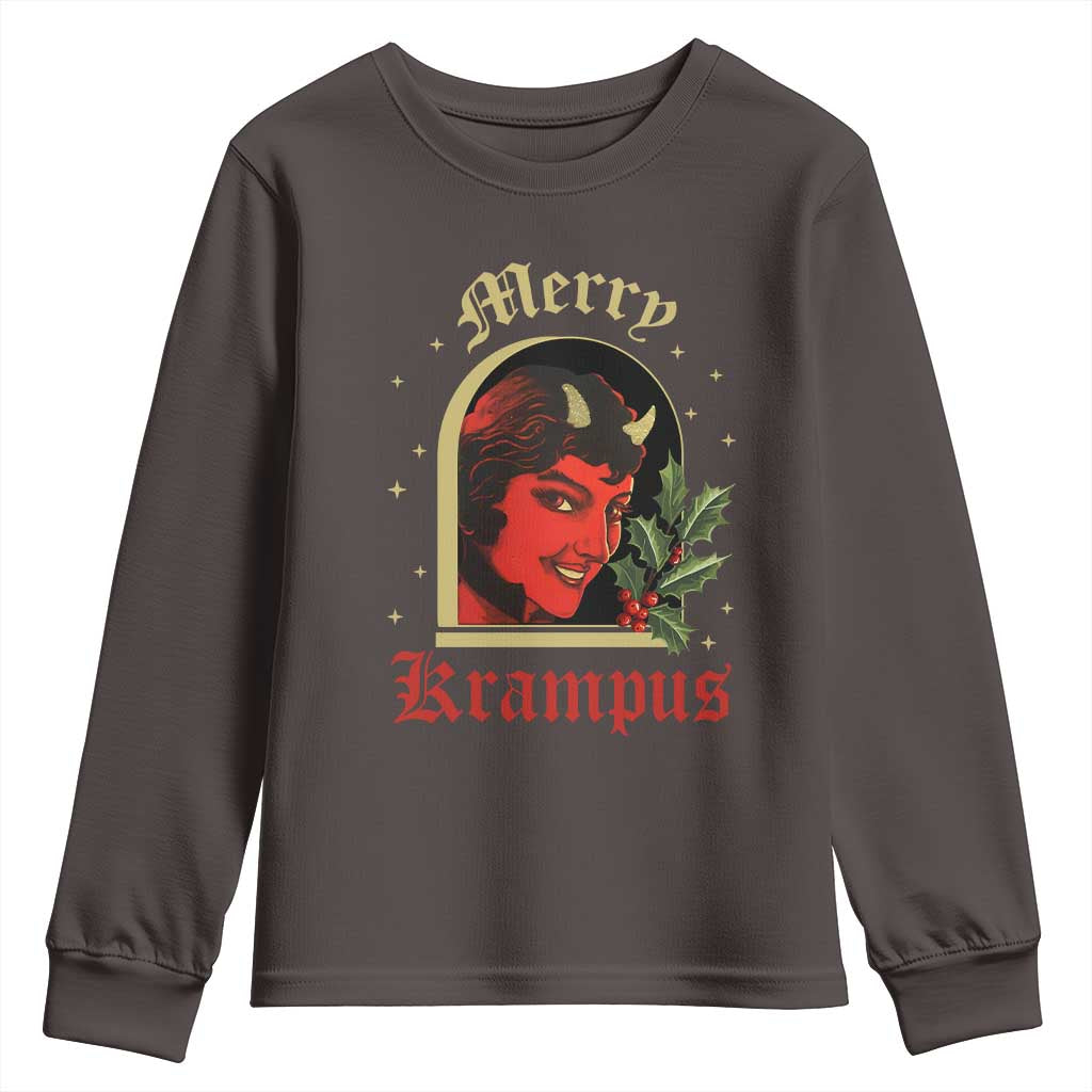 Horror Christmas Female Krampus Youth Sweatshirt TS09 Dark Chocolate Print Your Wear