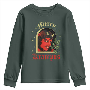 Horror Christmas Female Krampus Youth Sweatshirt TS09 Dark Forest Green Print Your Wear