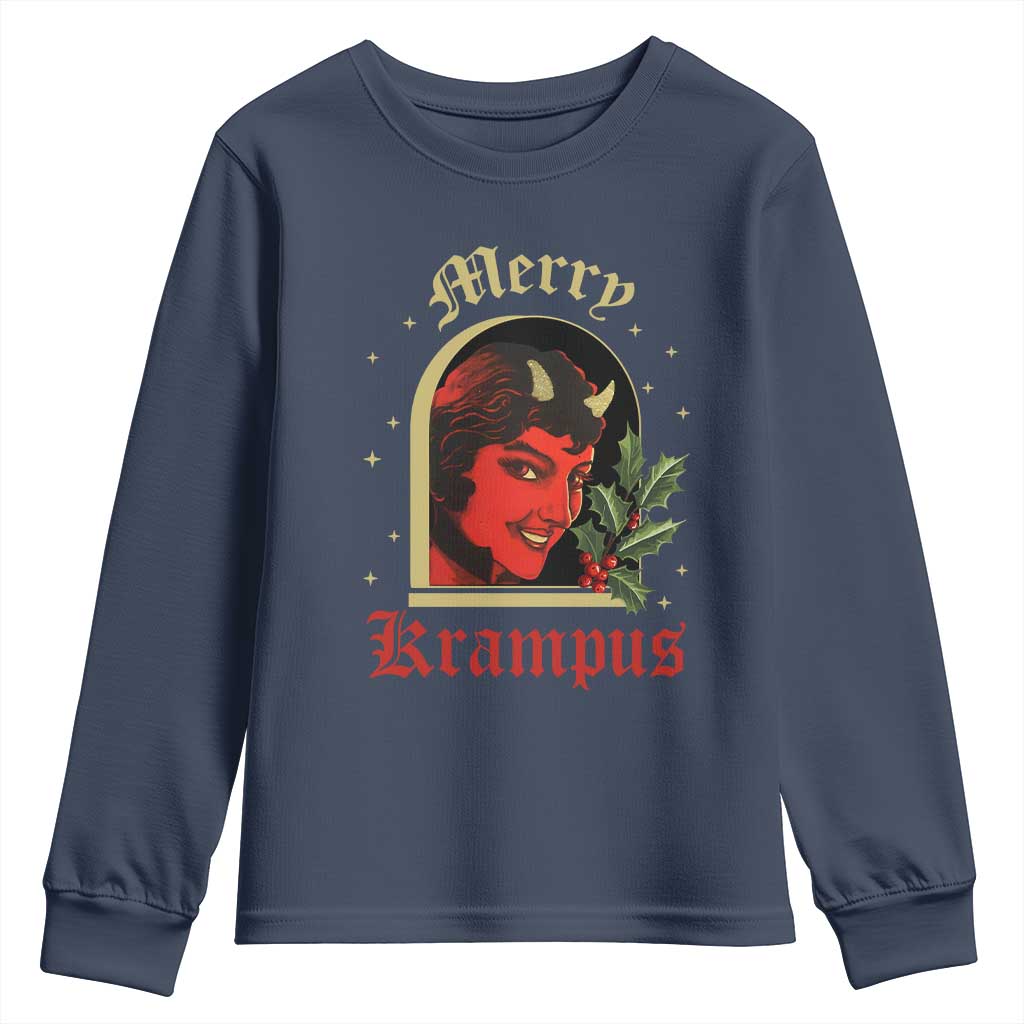 Horror Christmas Female Krampus Youth Sweatshirt TS09 Navy Print Your Wear