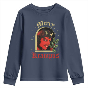 Horror Christmas Female Krampus Youth Sweatshirt TS09 Navy Print Your Wear