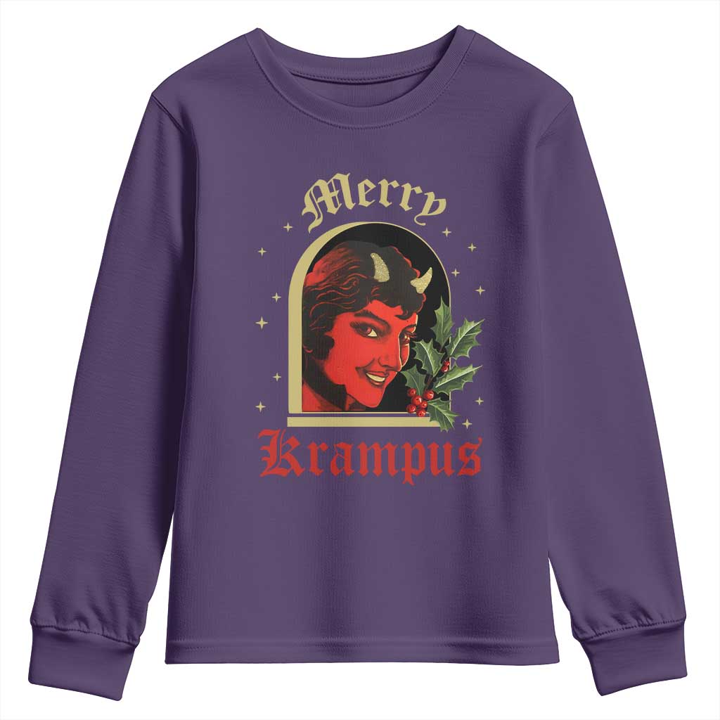 Horror Christmas Female Krampus Youth Sweatshirt TS09 Purple Print Your Wear