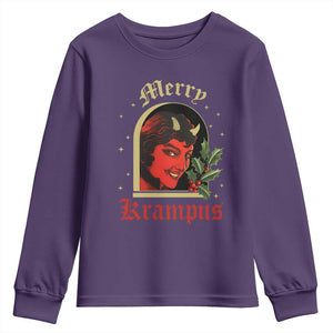 Horror Christmas Female Krampus Youth Sweatshirt TS09 Purple Print Your Wear