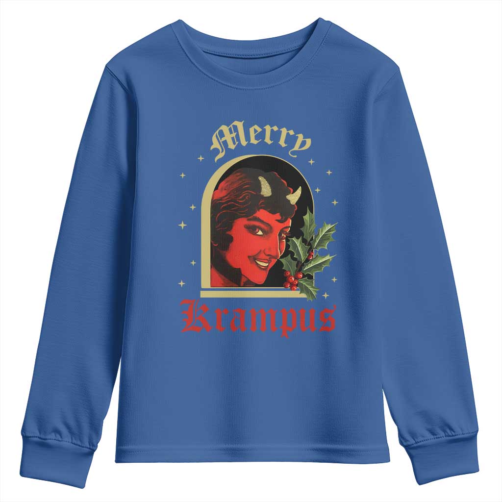 Horror Christmas Female Krampus Youth Sweatshirt TS09 Royal Blue Print Your Wear