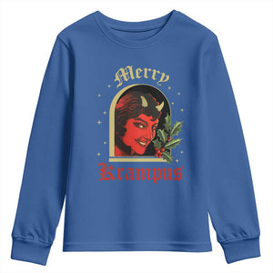 Horror Christmas Female Krampus Youth Sweatshirt TS09 Royal Blue Print Your Wear