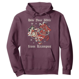 Funny Christmas Hoodie Hide Your Wife From Krampus TS09 Maroon Print Your Wear