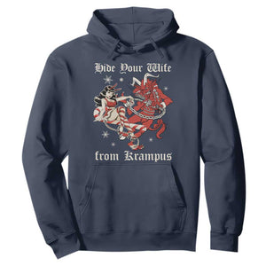 Funny Christmas Hoodie Hide Your Wife From Krampus TS09 Navy Print Your Wear