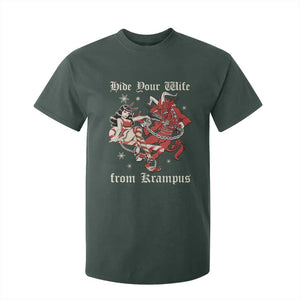 Funny Christmas T Shirt For Kid Hide Your Wife From Krampus TS09 Dark Forest Green Print Your Wear