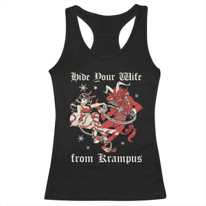Funny Christmas Racerback Tank Top Hide Your Wife From Krampus TS09 Black Print Your Wear