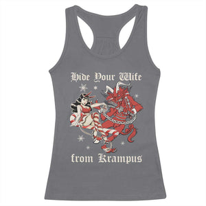 Funny Christmas Racerback Tank Top Hide Your Wife From Krampus TS09 Charcoal Print Your Wear
