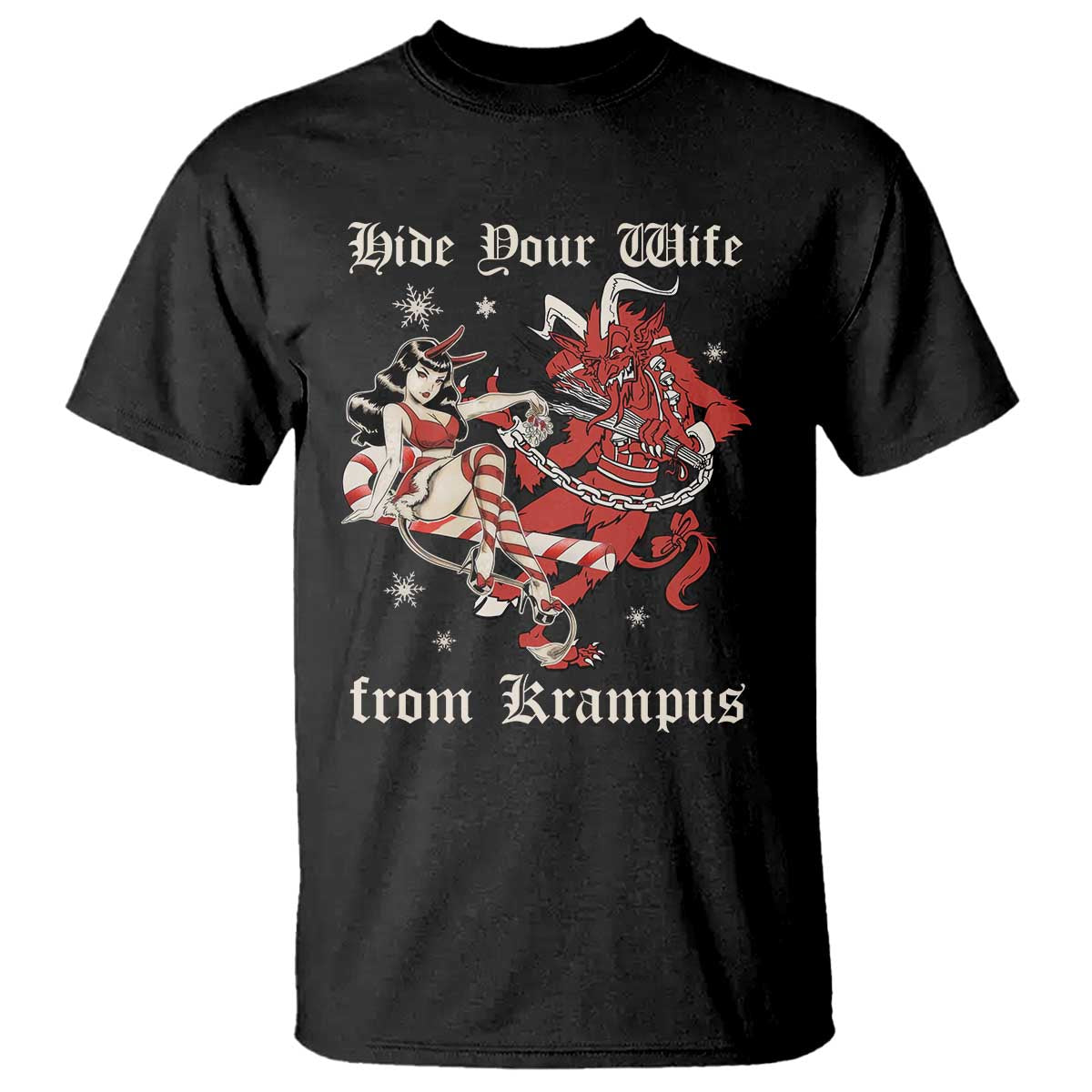 Funny Christmas T Shirt Hide Your Wife From Krampus TS09 Black Print Your Wear