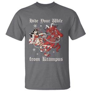 Funny Christmas T Shirt Hide Your Wife From Krampus TS09 Charcoal Print Your Wear