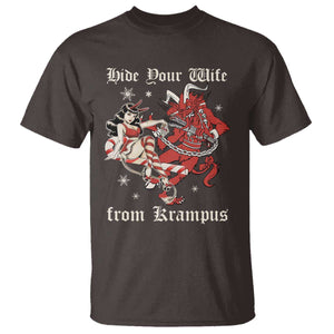 Funny Christmas T Shirt Hide Your Wife From Krampus TS09 Dark Chocolate Print Your Wear