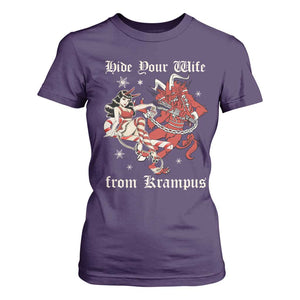 Funny Christmas T Shirt For Women Hide Your Wife From Krampus TS09 Purple Print Your Wear