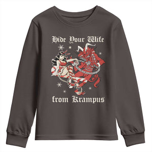 Funny Christmas Youth Sweatshirt Hide Your Wife From Krampus TS09 Dark Chocolate Print Your Wear