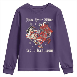 Funny Christmas Youth Sweatshirt Hide Your Wife From Krampus TS09 Purple Print Your Wear